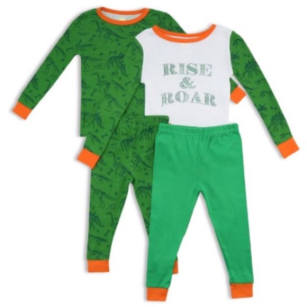 🦖Toddler Boy Tight Fit Cotton 4 Piece Dinosaur Sleep Set, Size 18 months NWT 🦖